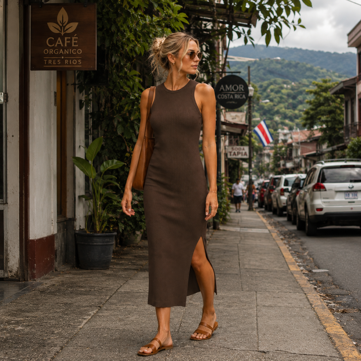Vestido Midi Acanalado